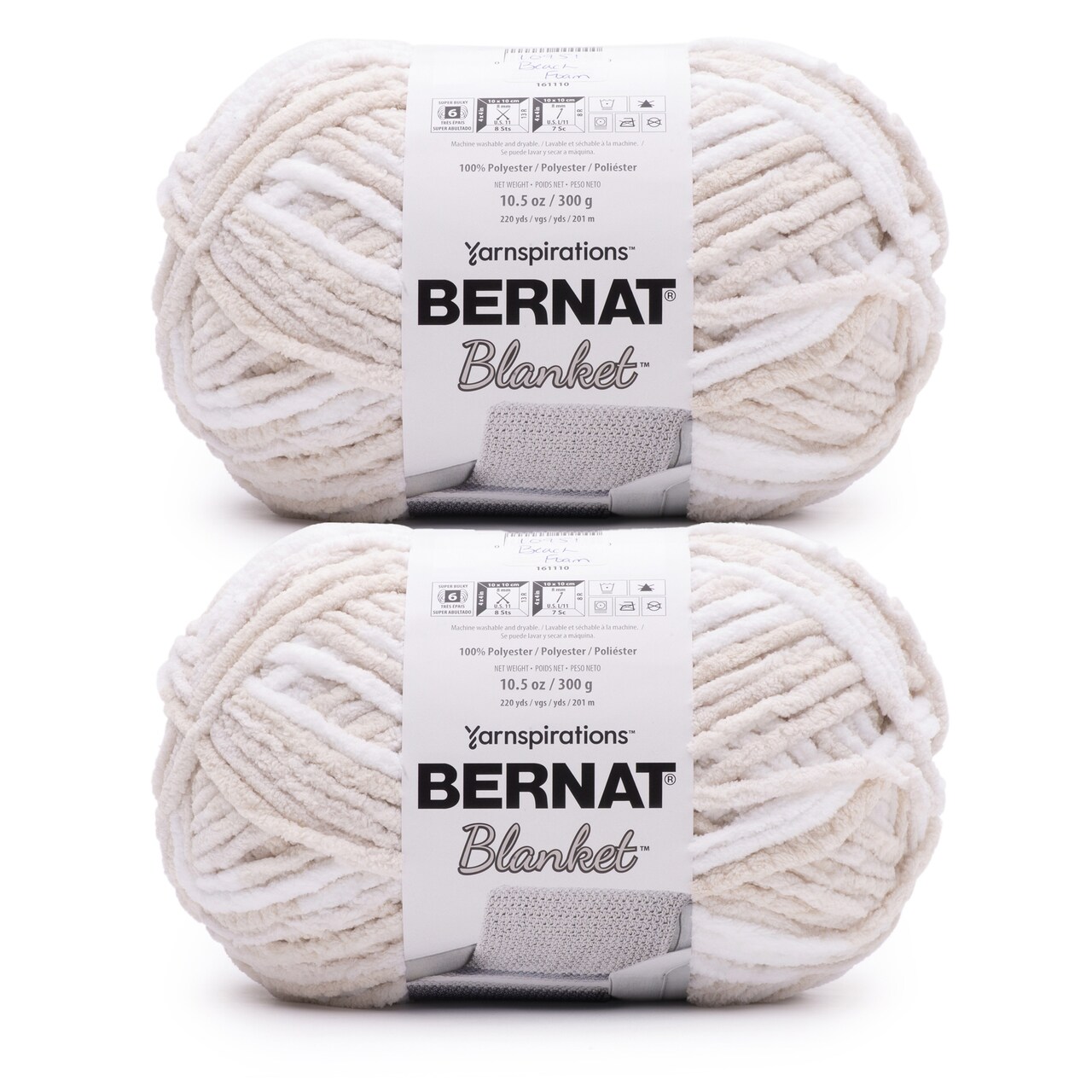 Bernat Blanket Beach Foam Yarn - 2 Pack of 300g/10.5oz - Polyester